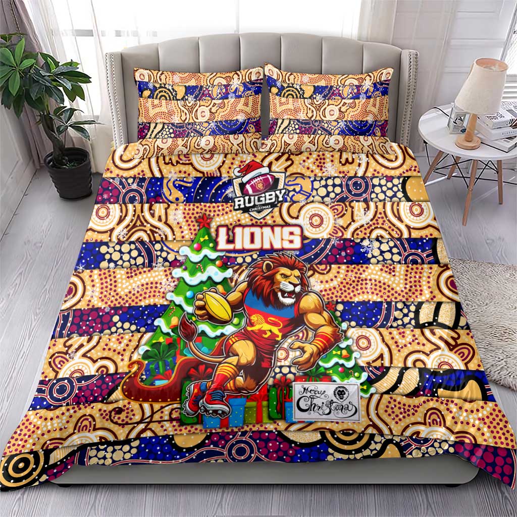 Lions Football Merry Christmas Bedding Set Indigenous Australian Art