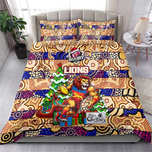Lions Football Merry Christmas Bedding Set Indigenous Australian Art