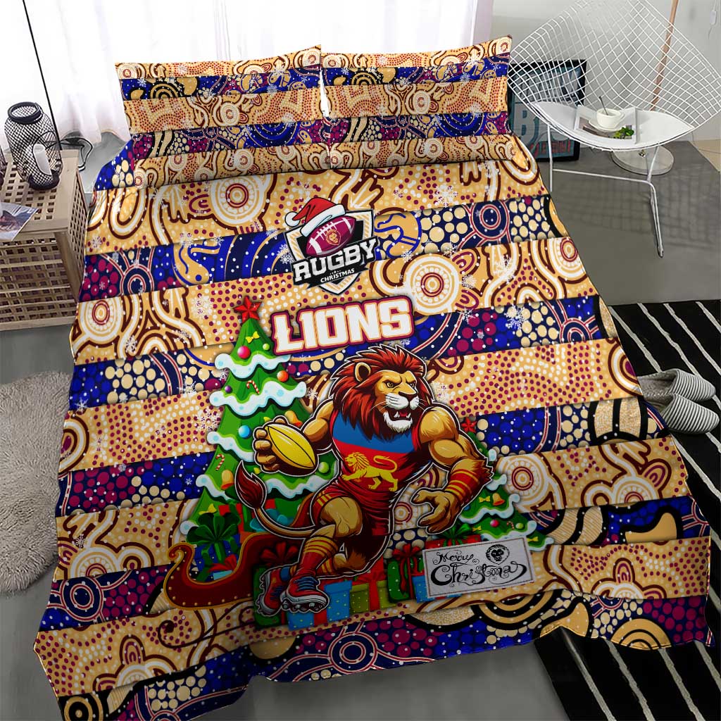 Lions Football Merry Christmas Bedding Set Indigenous Australian Art