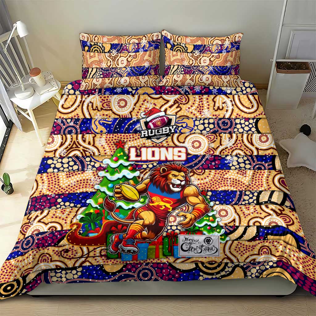 Lions Football Merry Christmas Bedding Set Indigenous Australian Art