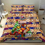 Lions Football Merry Christmas Bedding Set Indigenous Australian Art
