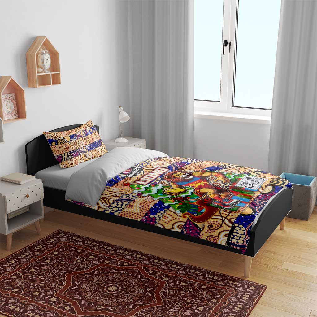Lions Football Merry Christmas Bedding Set Indigenous Australian Art