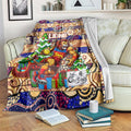 Lions Football Merry Christmas Blanket Indigenous Australian Art