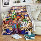 Lions Football Merry Christmas Blanket Indigenous Australian Art