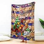 Lions Football Merry Christmas Blanket Indigenous Australian Art
