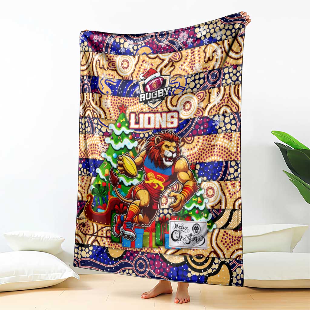 Lions Football Merry Christmas Blanket Indigenous Australian Art