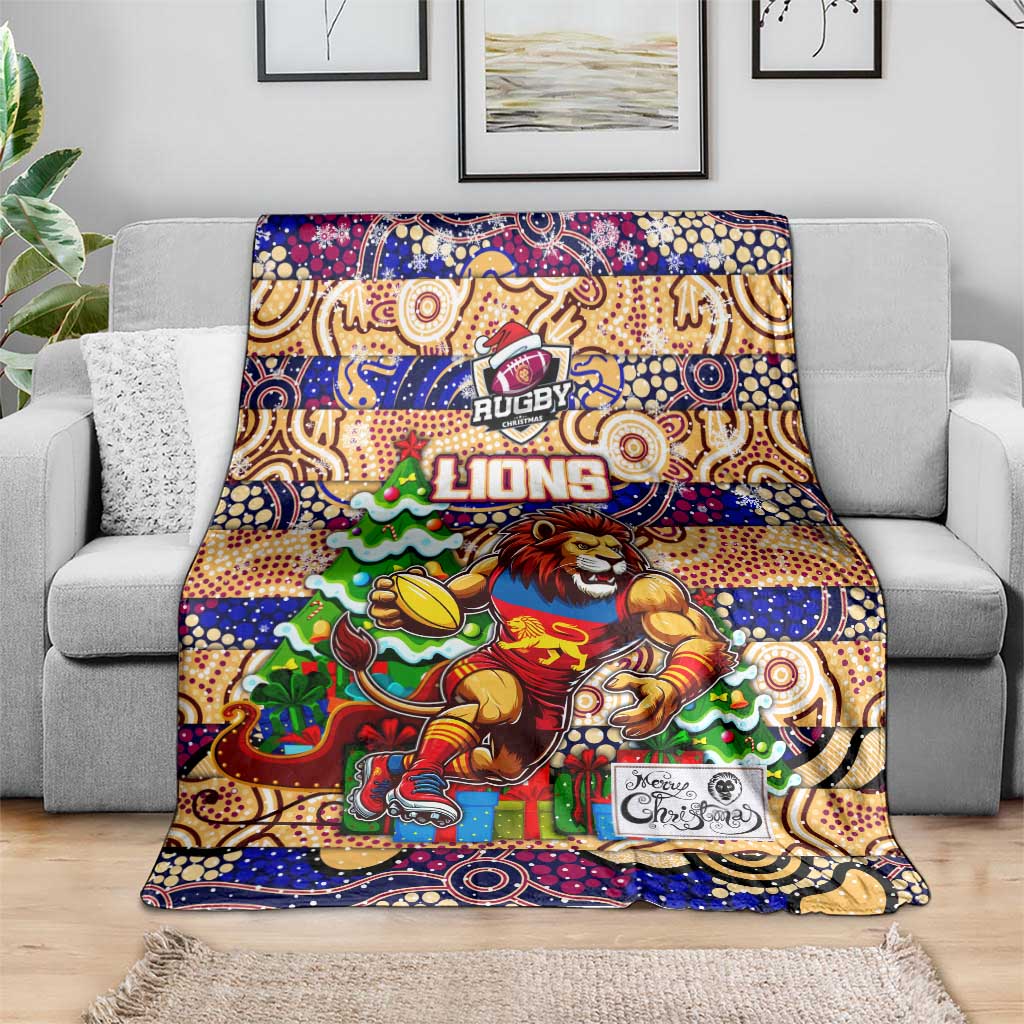 Lions Football Merry Christmas Blanket Indigenous Australian Art