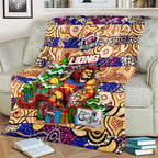 Lions Football Merry Christmas Blanket Indigenous Australian Art