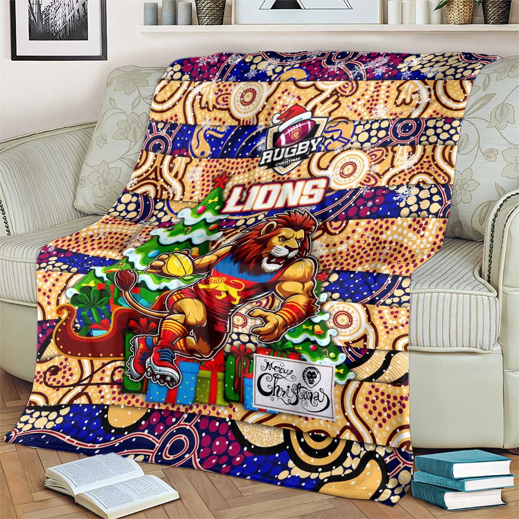 Lions Football Merry Christmas Blanket Indigenous Australian Art