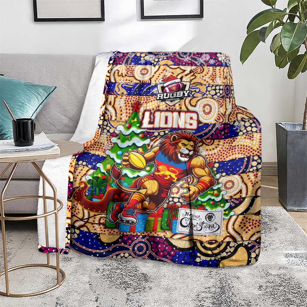 Lions Football Merry Christmas Blanket Indigenous Australian Art