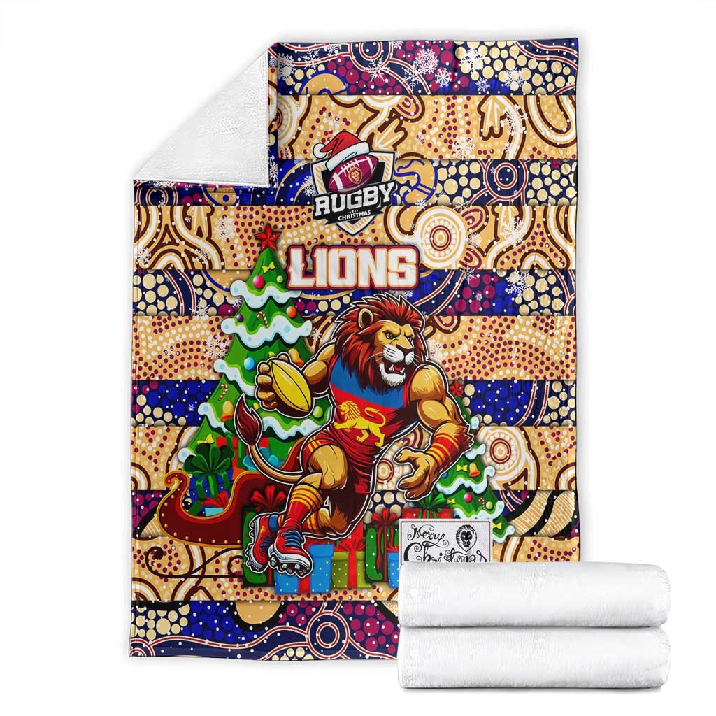 Lions Football Merry Christmas Blanket Indigenous Australian Art