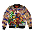 Custom Lions Rugby Merry Christmas Bomber Jacket Indigenous Australian Art