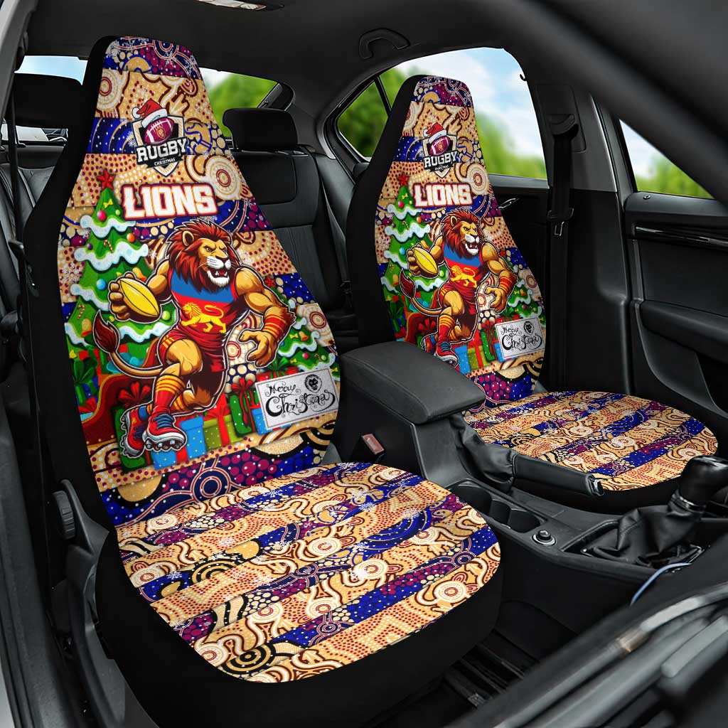 Lions Football Merry Christmas Car Seat Cover Indigenous Australian Art