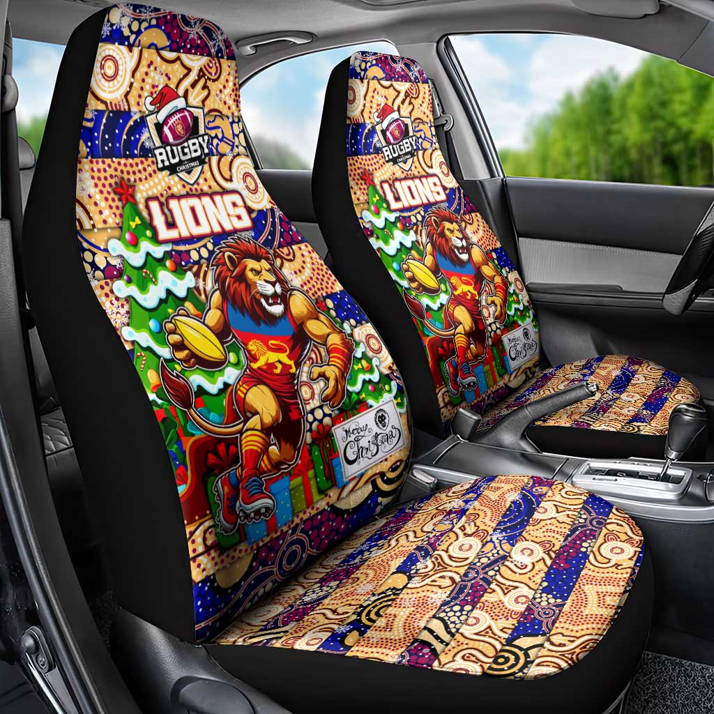 Lions Football Merry Christmas Car Seat Cover Indigenous Australian Art