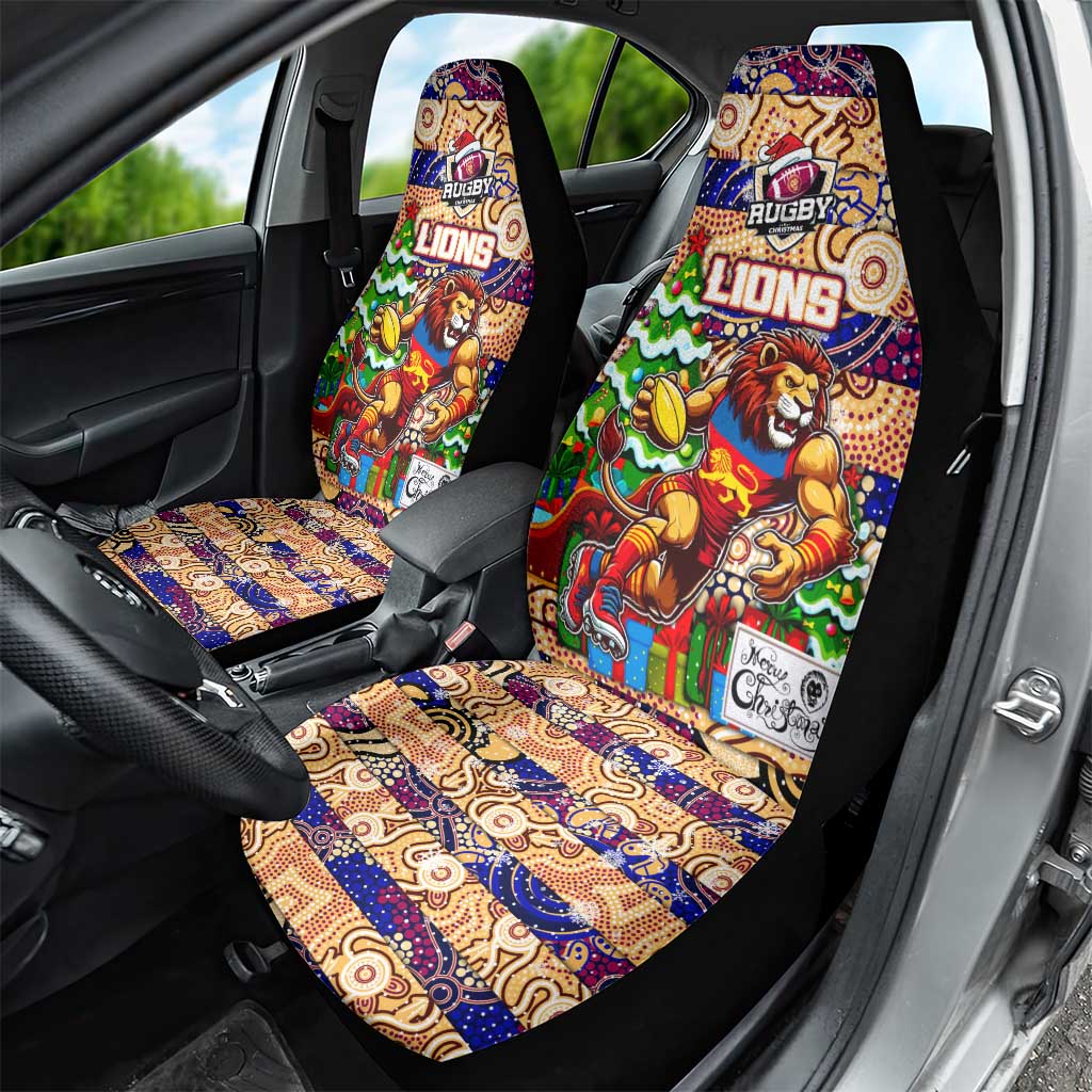 Lions Football Merry Christmas Car Seat Cover Indigenous Australian Art