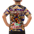 Custom Lions Rugby Merry Christmas Family Matching Mermaid Dress and Hawaiian Shirt Indigenous Australian Art