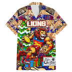 Custom Lions Rugby Merry Christmas Family Matching Mermaid Dress and Hawaiian Shirt Indigenous Australian Art
