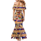 Custom Lions Rugby Merry Christmas Family Matching Mermaid Dress and Hawaiian Shirt Indigenous Australian Art