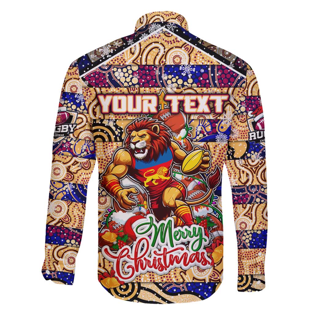 Custom Lions Rugby Merry Christmas Family Matching Off Shoulder Maxi Dress and Hawaiian Shirt Indigenous Australian Art