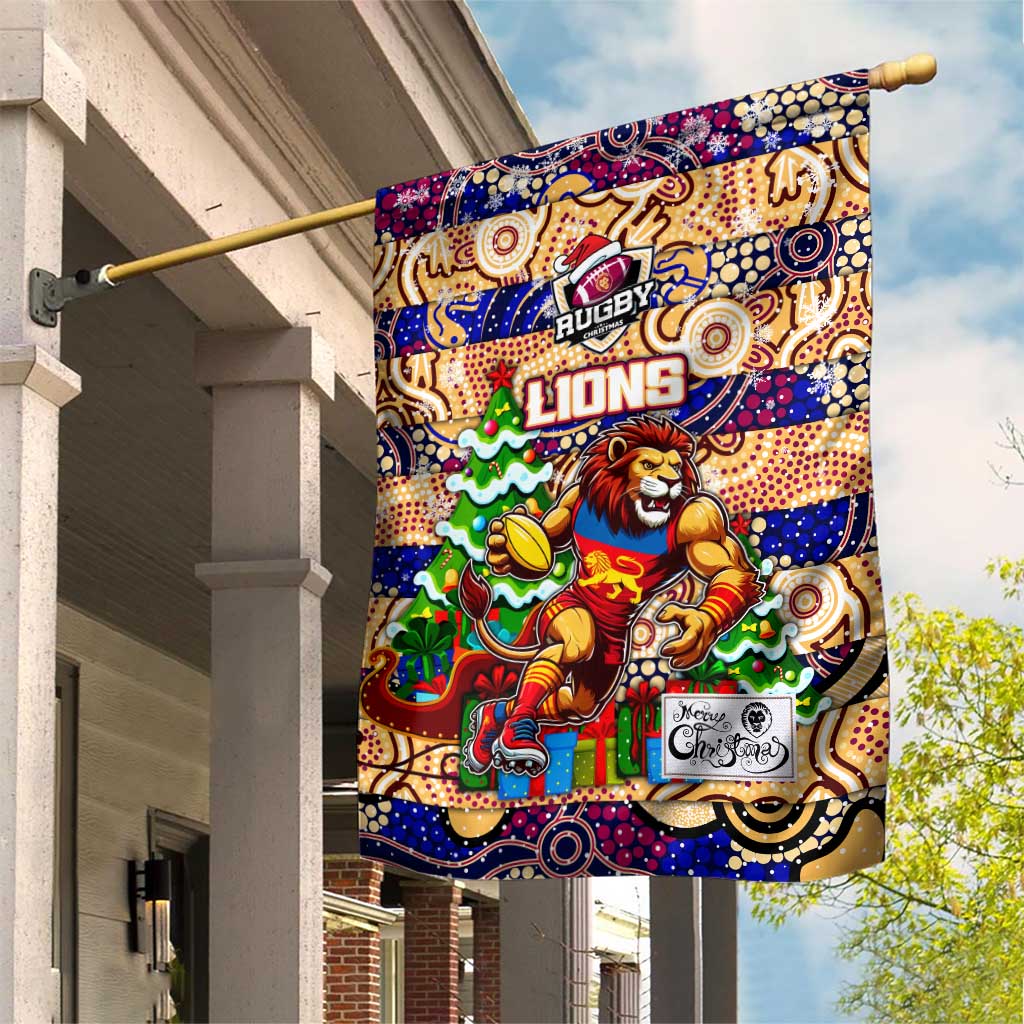 Lions Football Merry Christmas Garden Flag Indigenous Australian Art