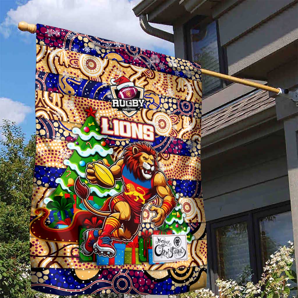 Lions Football Merry Christmas Garden Flag Indigenous Australian Art