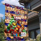 Lions Football Merry Christmas Garden Flag Indigenous Australian Art