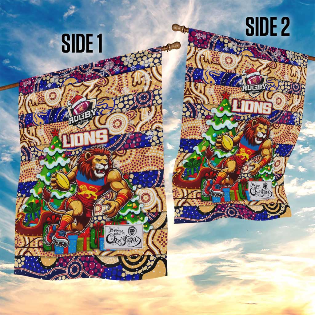 Lions Football Merry Christmas Garden Flag Indigenous Australian Art
