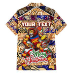 Custom Lions Rugby Merry Christmas Hawaiian Shirt Indigenous Australian Art