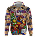 Custom Lions Rugby Merry Christmas Hoodie Indigenous Australian Art