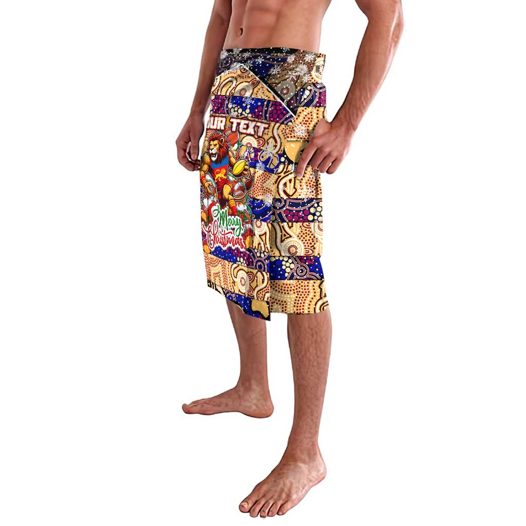 Custom Lions Rugby Merry Christmas Lavalava Indigenous Australian Art