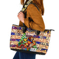 Lions Football Merry Christmas Leather Tote Bag Indigenous Australian Art