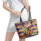 Lions Football Merry Christmas Leather Tote Bag Indigenous Australian Art