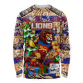 Custom Lions Rugby Merry Christmas Long Sleeve Shirt Indigenous Australian Art