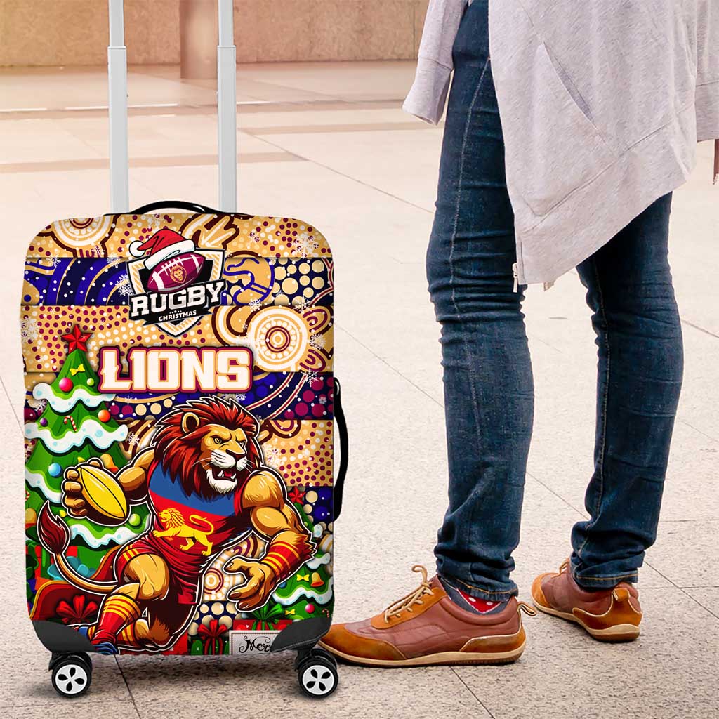 Lions Football Merry Christmas Luggage Cover Indigenous Australian Art