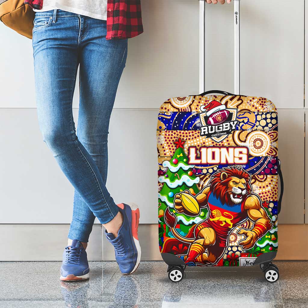 Lions Football Merry Christmas Luggage Cover Indigenous Australian Art