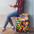 Lions Football Merry Christmas Luggage Cover Indigenous Australian Art