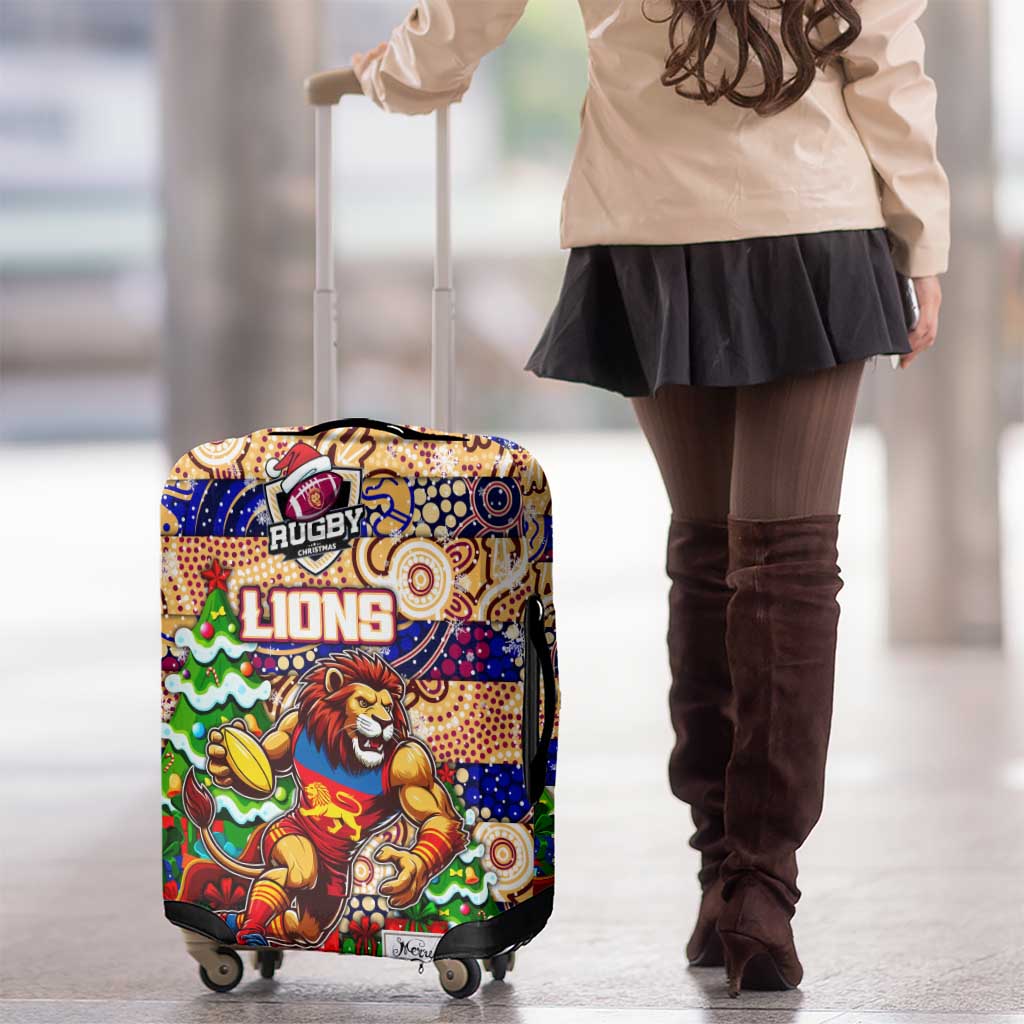 Lions Football Merry Christmas Luggage Cover Indigenous Australian Art