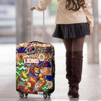 Lions Football Merry Christmas Luggage Cover Indigenous Australian Art