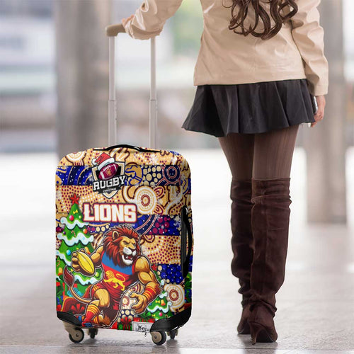 Lions Football Merry Christmas Luggage Cover Indigenous Australian Art