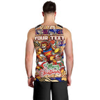 Custom Lions Rugby Merry Christmas Men Tank Top Indigenous Australian Art