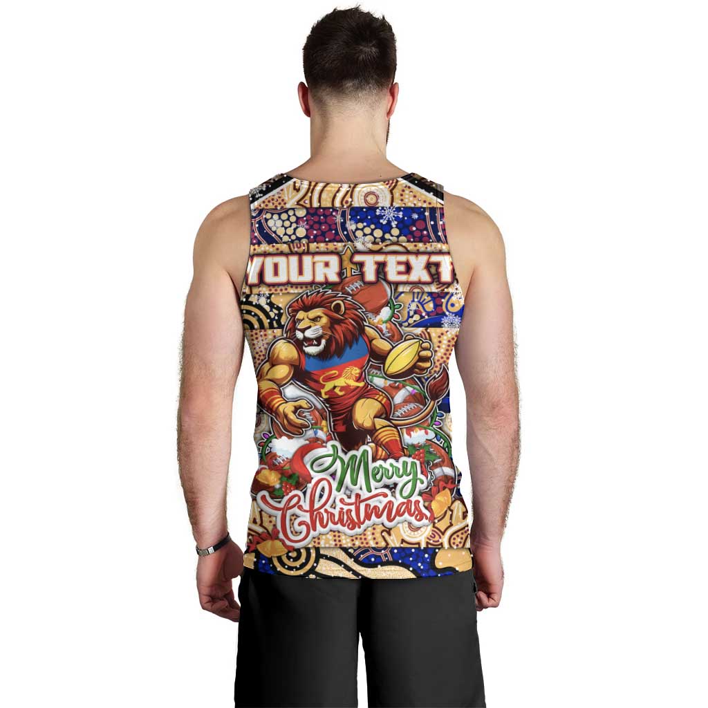 Custom Lions Rugby Merry Christmas Men Tank Top Indigenous Australian Art