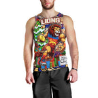 Custom Lions Rugby Merry Christmas Men Tank Top Indigenous Australian Art