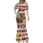 Custom Lions Rugby Merry Christmas Mermaid Dress Indigenous Australian Art