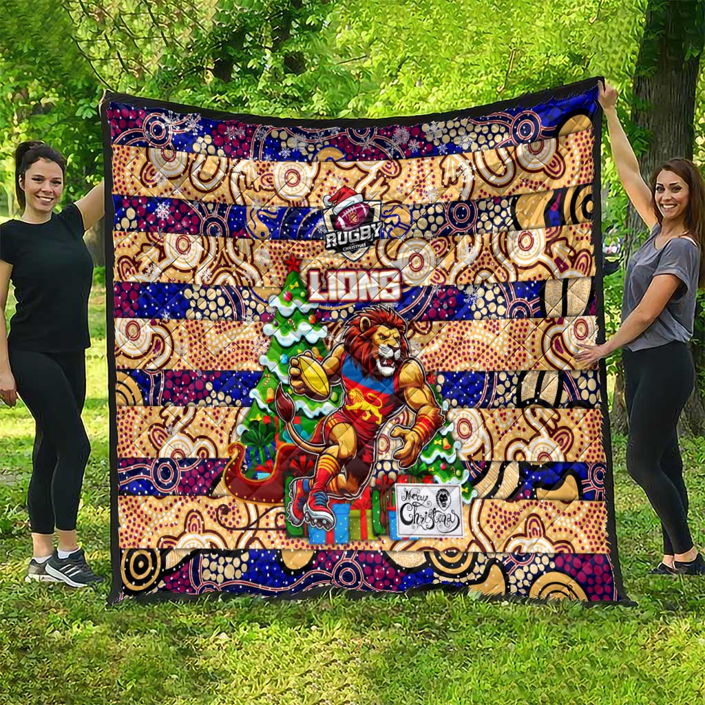 Lions Football Merry Christmas Quilt Indigenous Australian Art