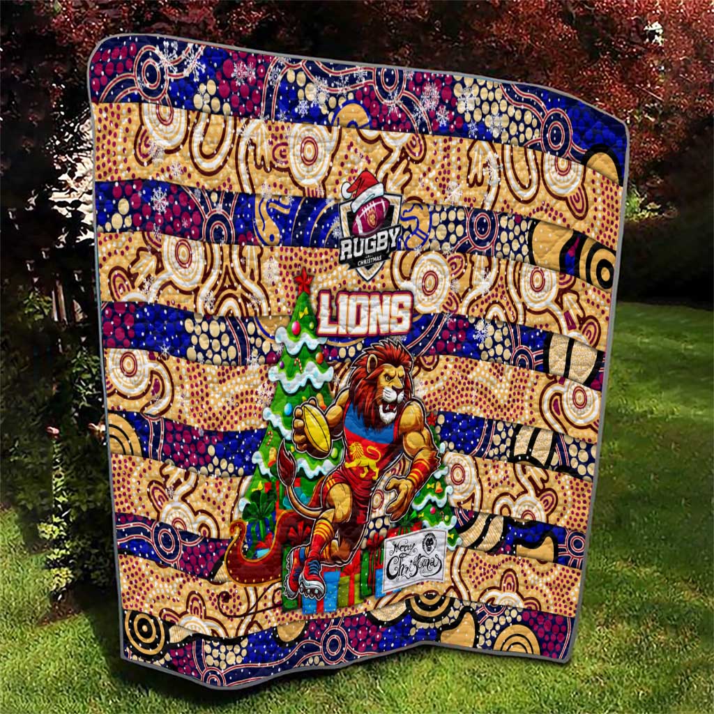 Lions Football Merry Christmas Quilt Indigenous Australian Art