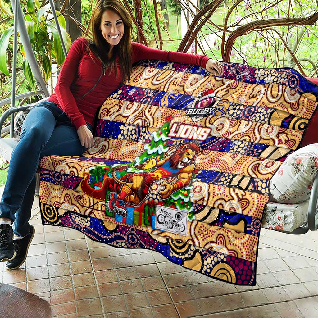Lions Football Merry Christmas Quilt Indigenous Australian Art