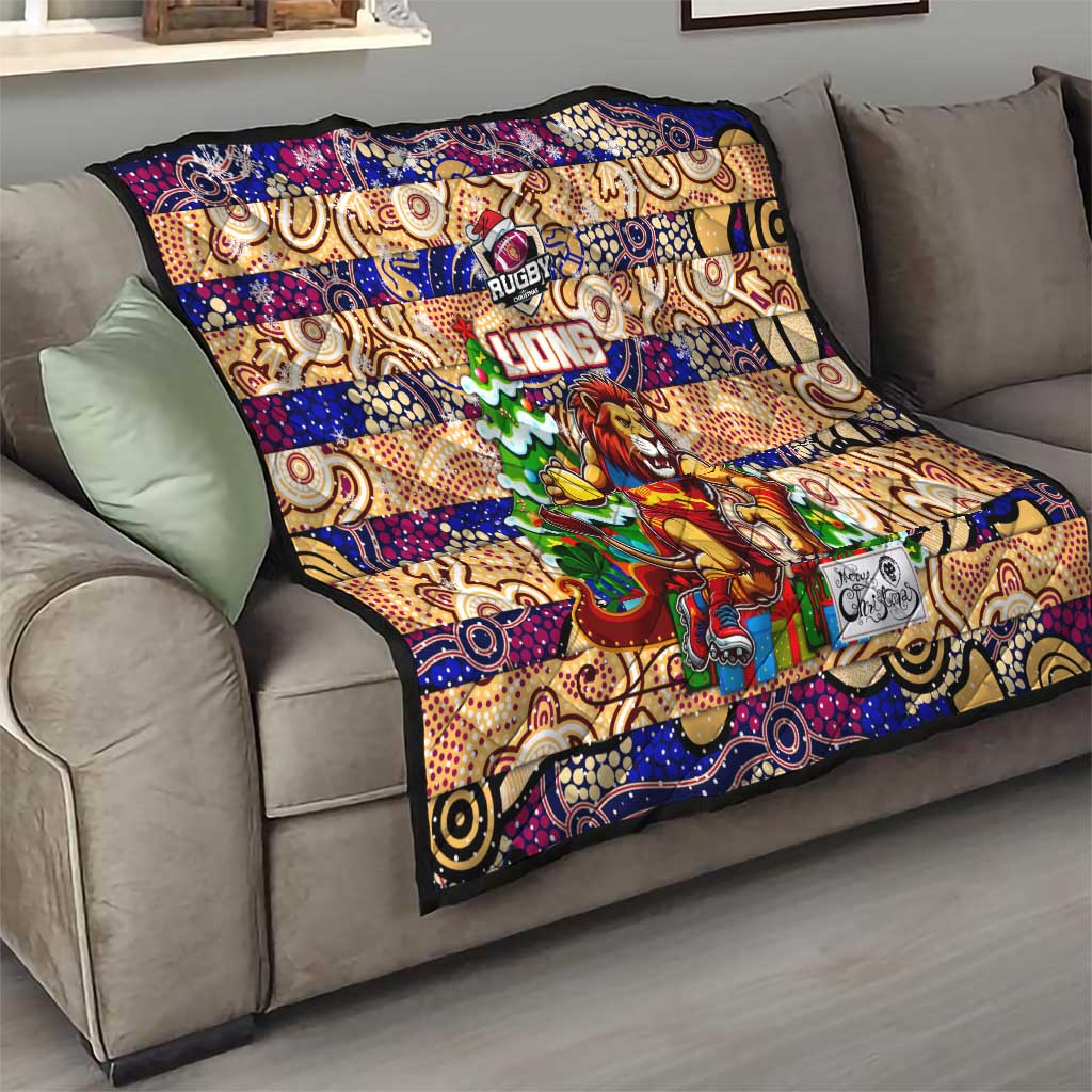 Lions Football Merry Christmas Quilt Indigenous Australian Art