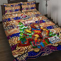 Lions Football Merry Christmas Quilt Bed Set Indigenous Australian Art