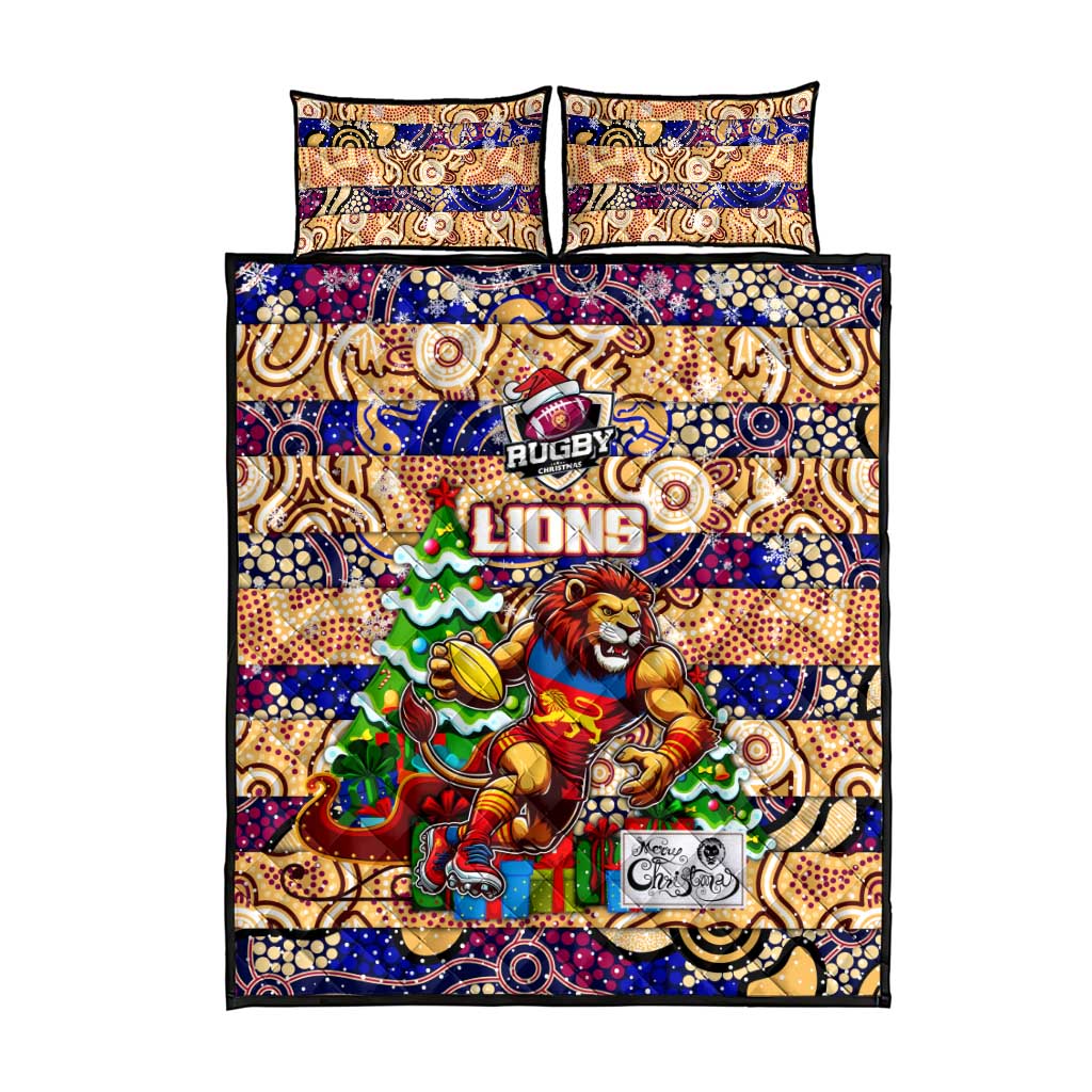 Lions Football Merry Christmas Quilt Bed Set Indigenous Australian Art