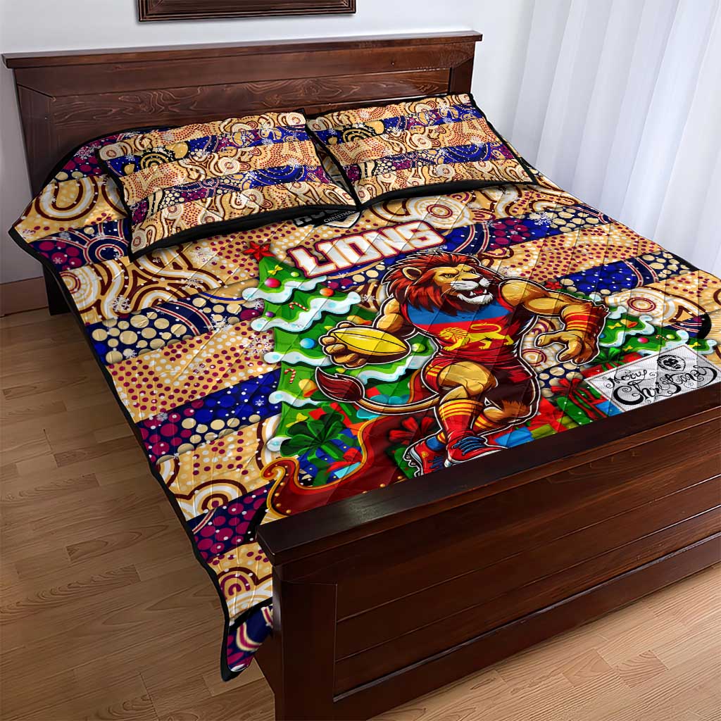 Lions Football Merry Christmas Quilt Bed Set Indigenous Australian Art